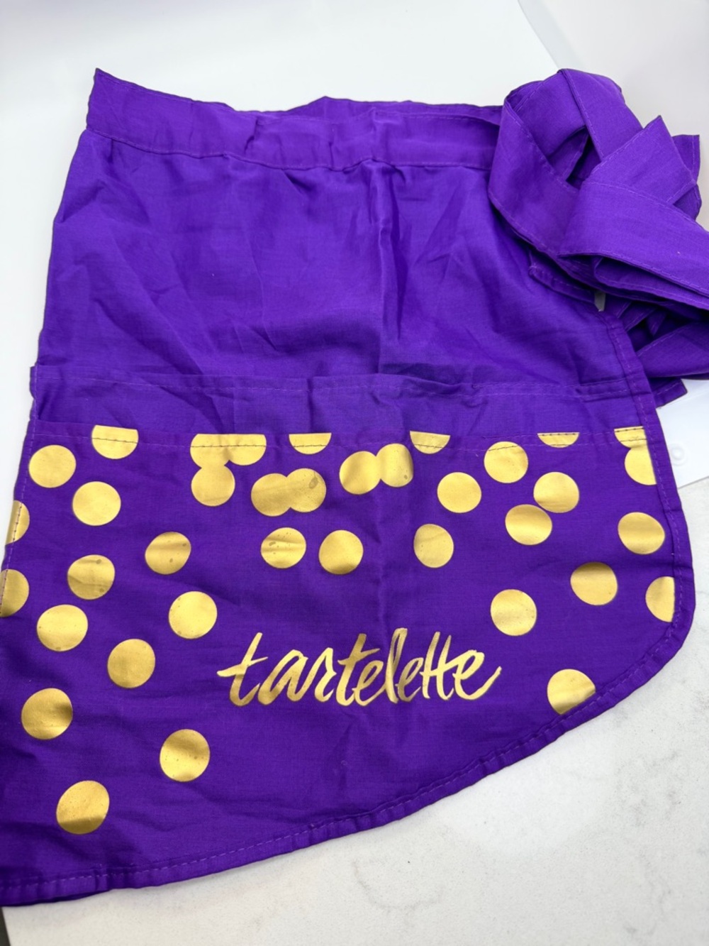Tarte makeup artist brush holder Tartelette Purple & Gold Polka Dot Apron